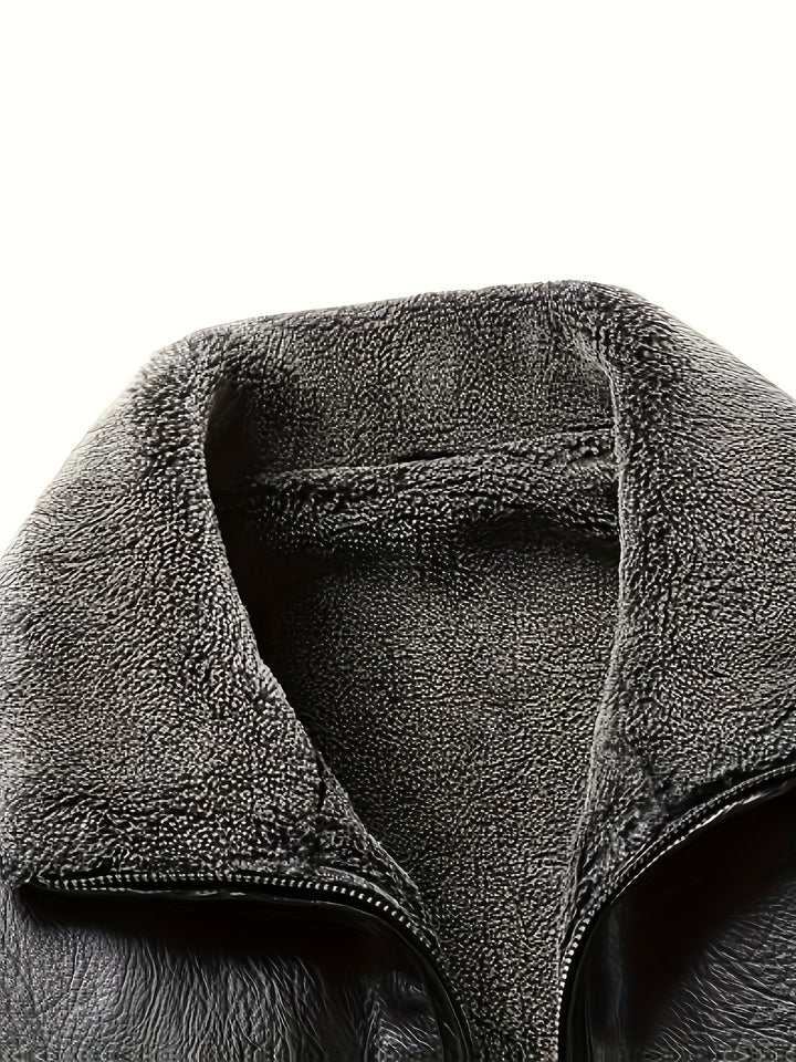 Elegante Lederjacke mit Fleece-Futter
