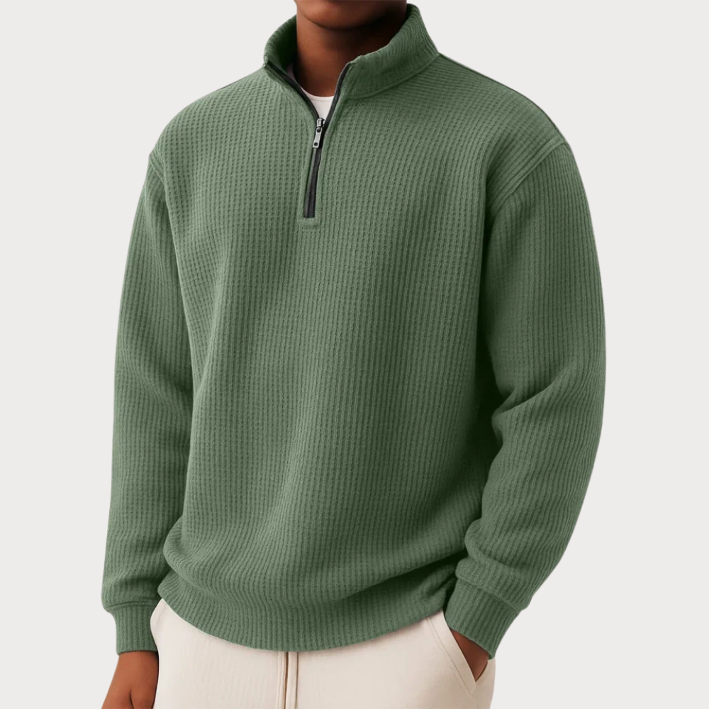 Eleganter gestrickter Zip-Pullover