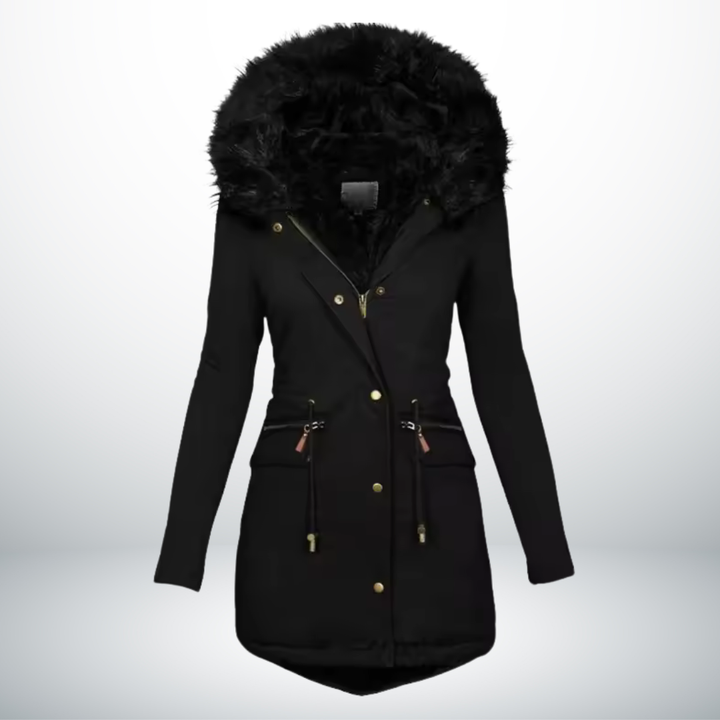 Zynro™ - Entspannte Mittellange Winterjacke mit Kapuze und Weichem Kragen