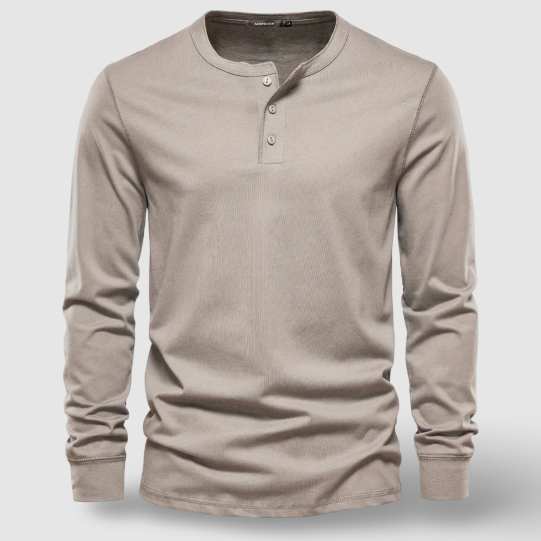 Elegantes Baumwoll-Henley mit langen Ärmeln