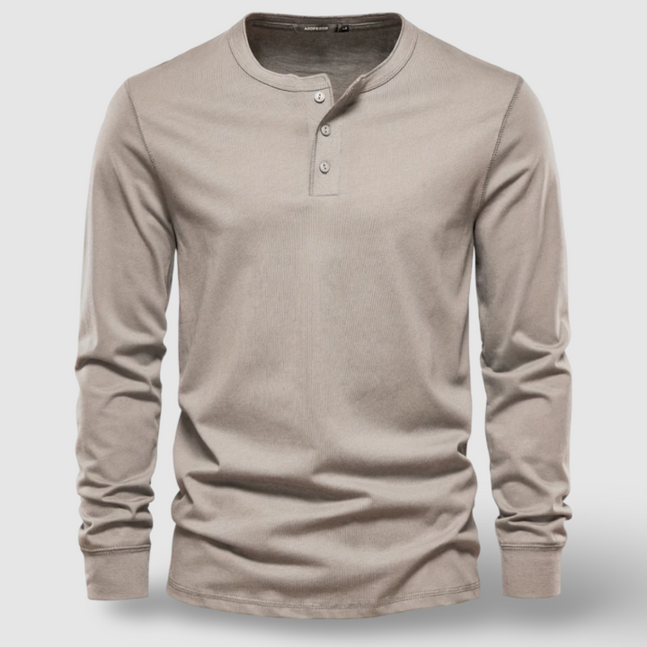 Elegantes Baumwoll-Henley mit langen Ärmeln