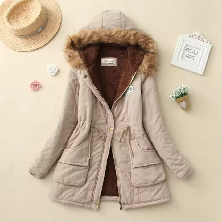 Therelle™ - Herbst/Winterjacke mit Kapuze, Stickerei und figurbetontem Schnitt