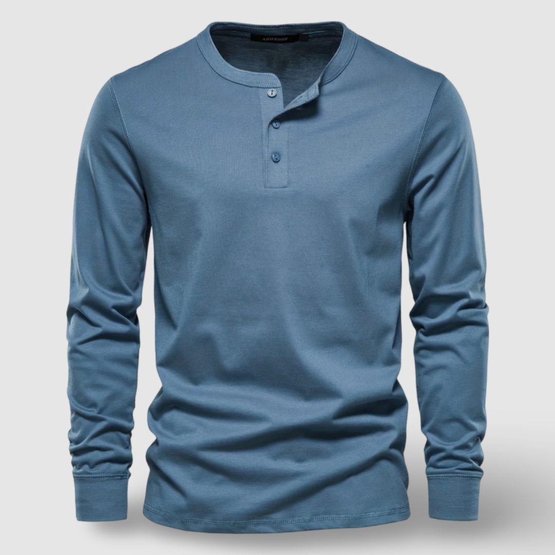 Elegantes Baumwoll-Henley mit langen Ärmeln