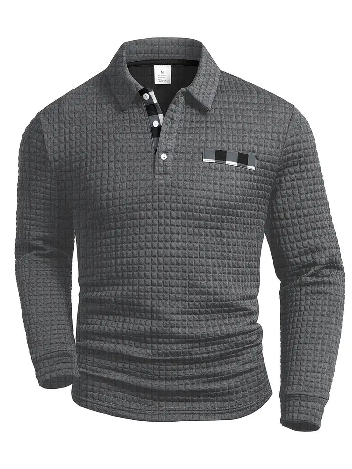 Gerippter Polo-Pullover