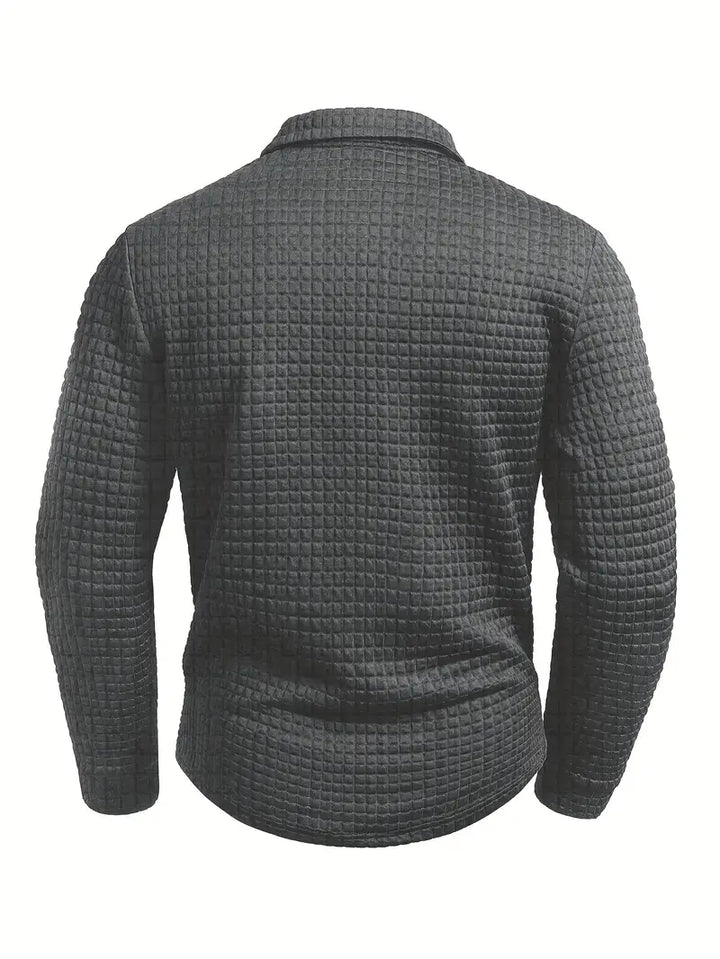 Gerippter Polo-Pullover