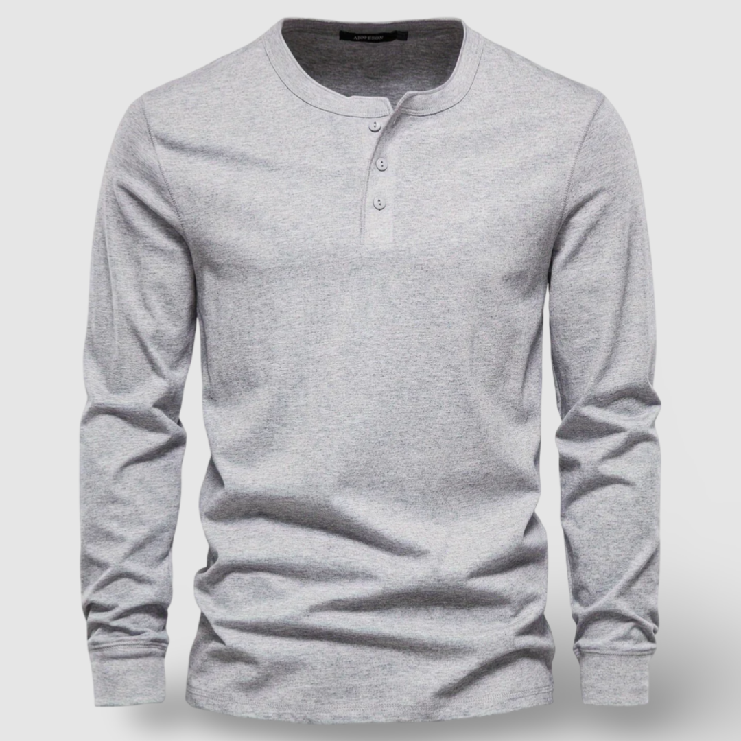 Elegantes Baumwoll-Henley mit langen Ärmeln