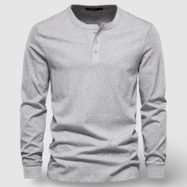 Elegantes Baumwoll-Henley mit langen Ärmeln