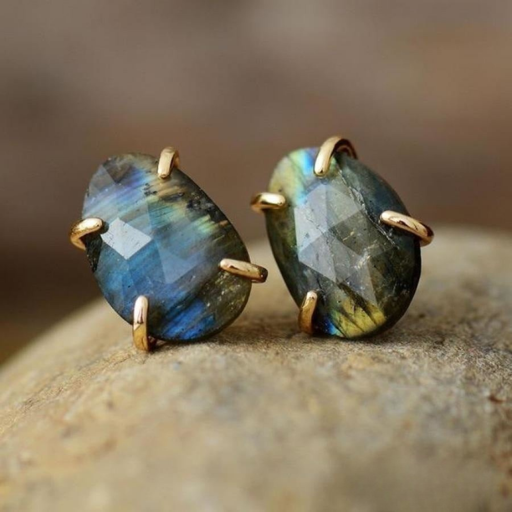 Spiritual Labradorite Stud Earrings - Labradorite