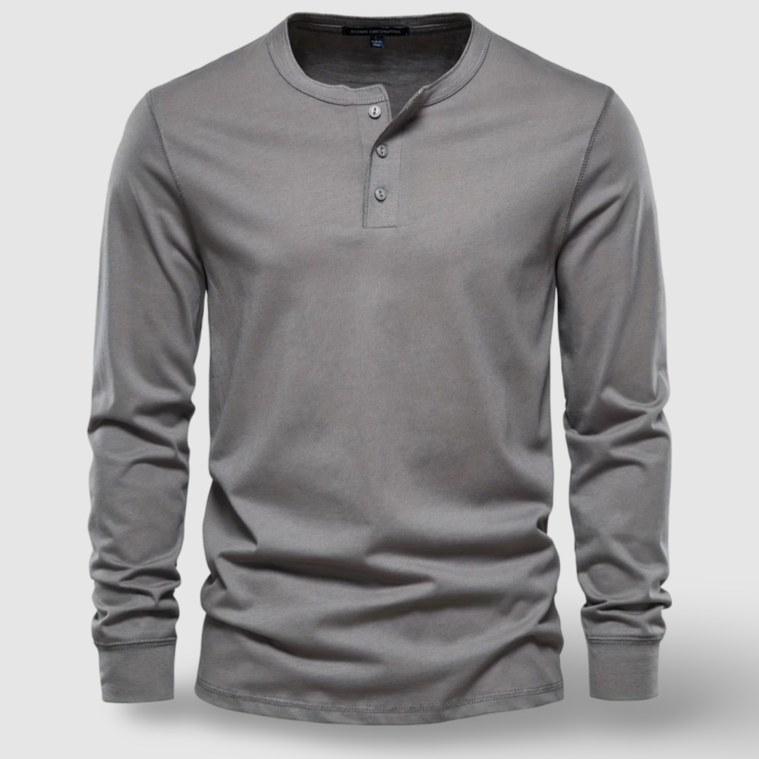 Elegantes Baumwoll-Henley mit langen Ärmeln