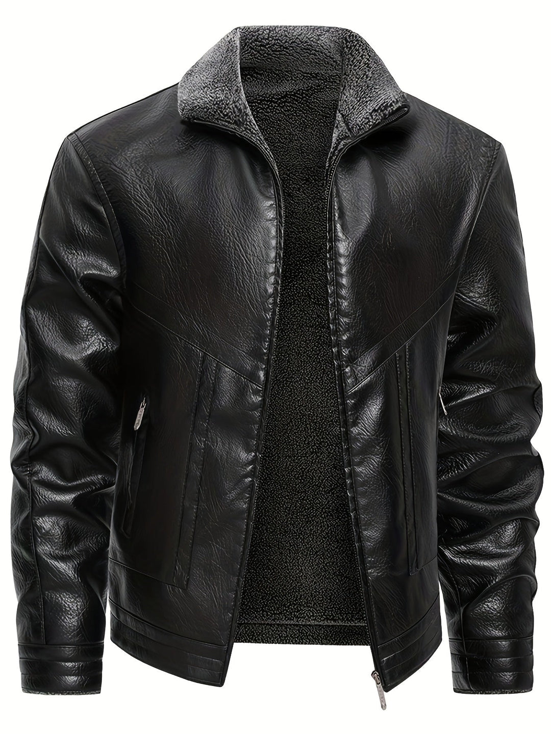 Elegante Lederjacke mit Fleece-Futter