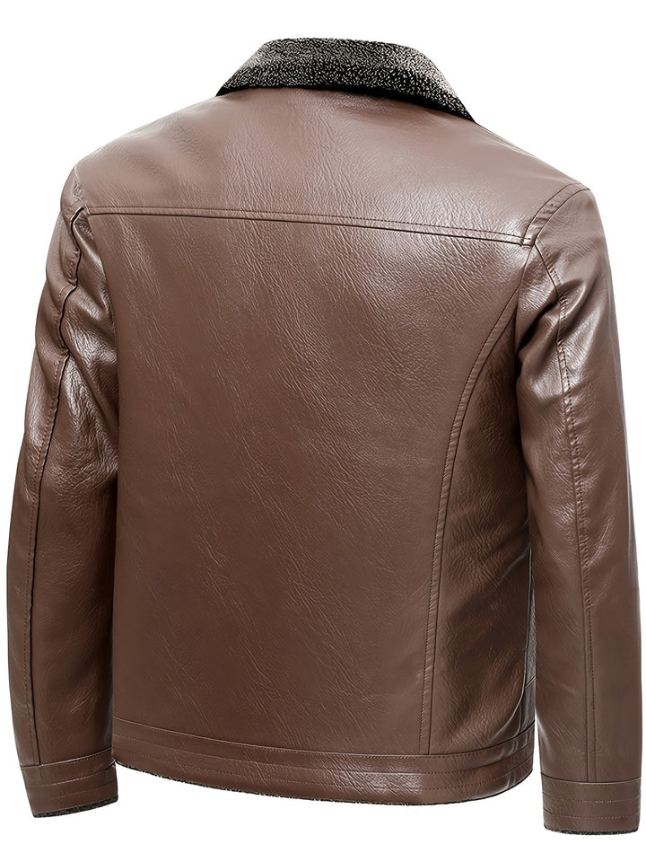 Elegante Lederjacke mit Fleece-Futter