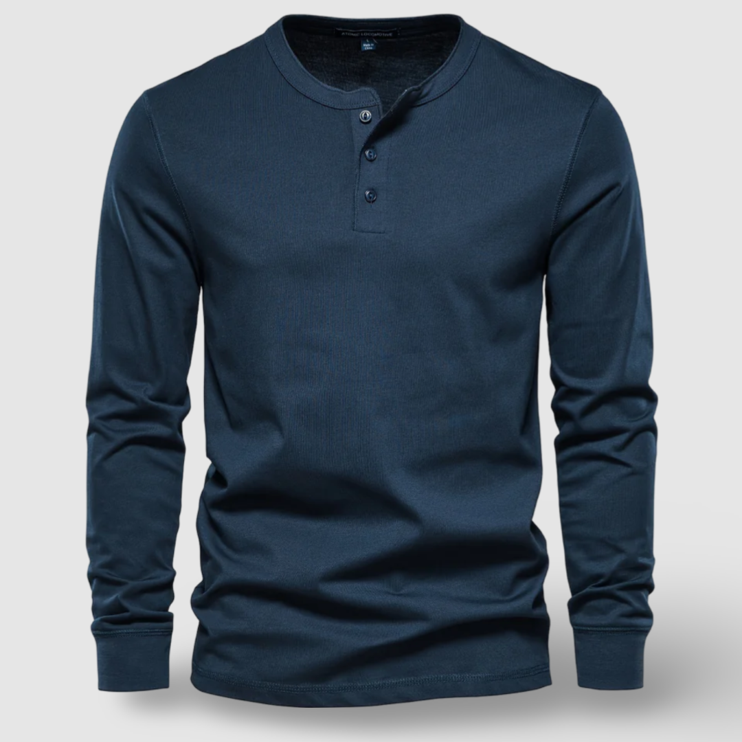 Elegantes Baumwoll-Henley mit langen Ärmeln