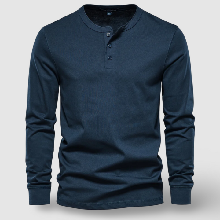 Elegantes Baumwoll-Henley mit langen Ärmeln