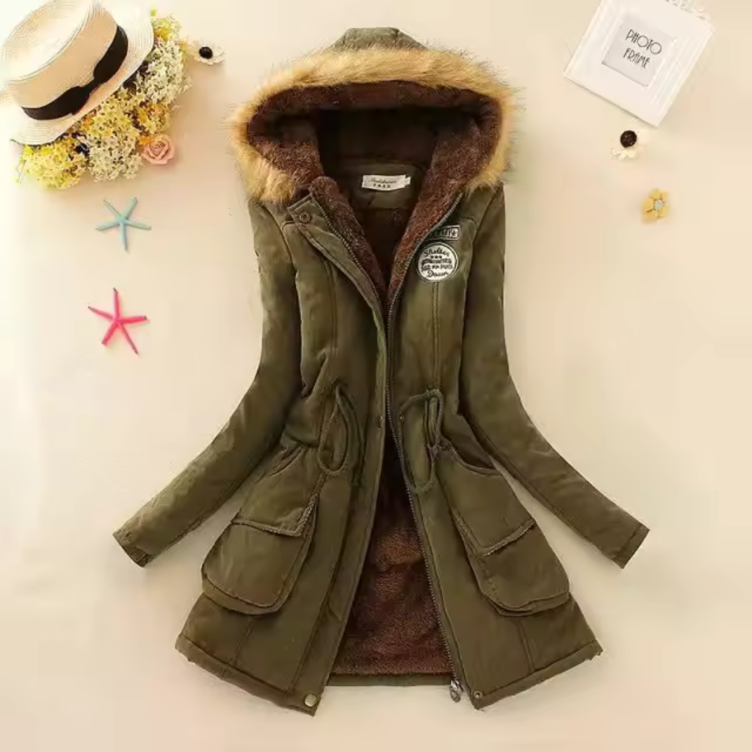 Therelle™ - Herbst/Winterjacke mit Kapuze, Stickerei und figurbetontem Schnitt