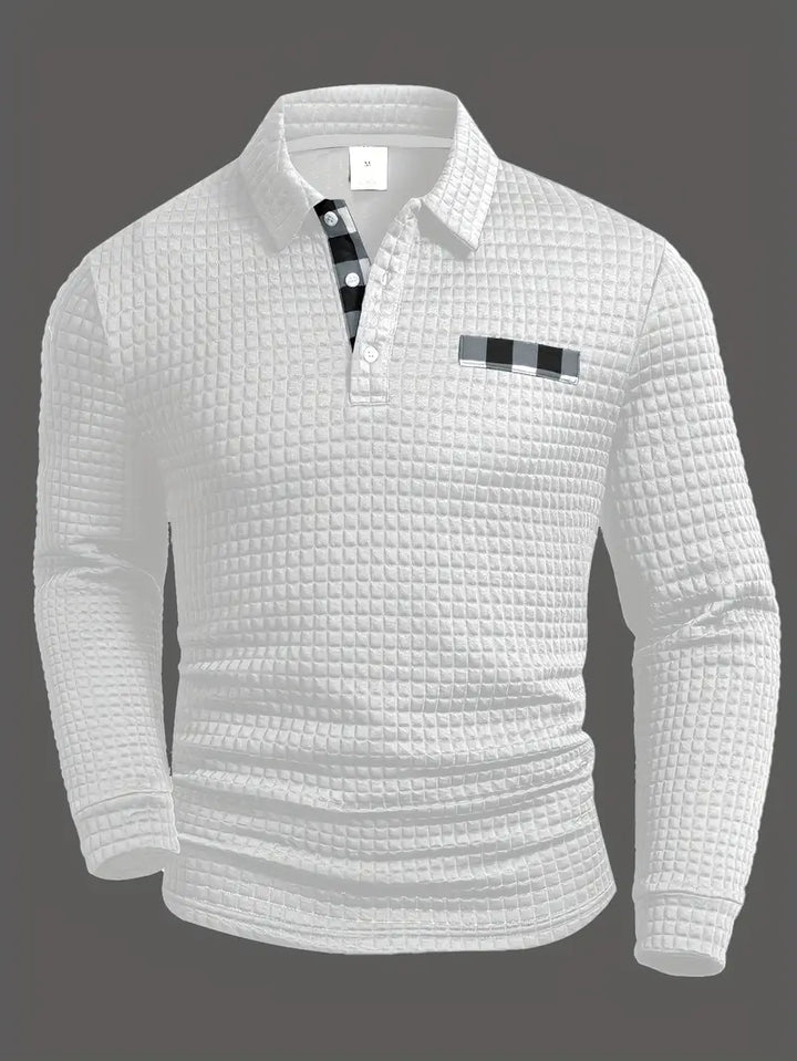 Gerippter Polo-Pullover