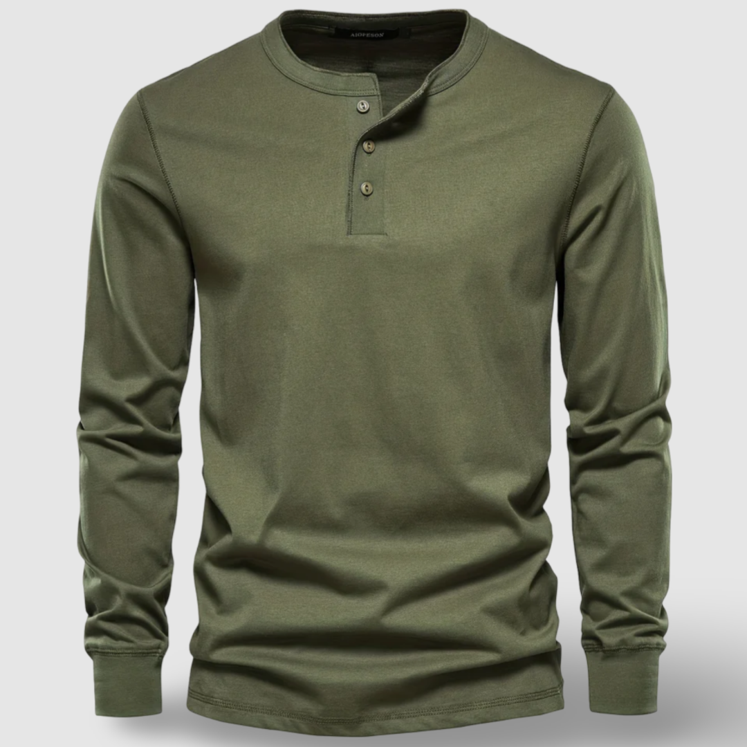 Elegantes Baumwoll-Henley mit langen Ärmeln