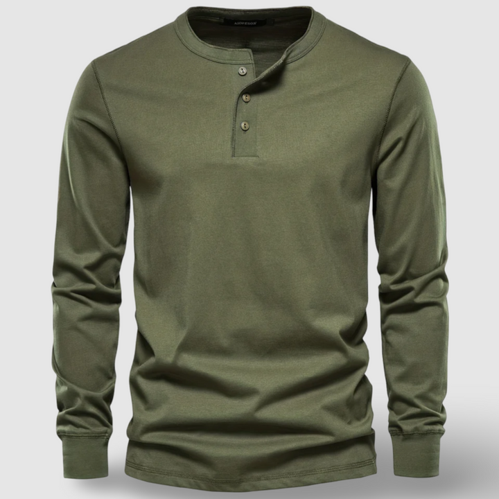 Elegantes Baumwoll-Henley mit langen Ärmeln