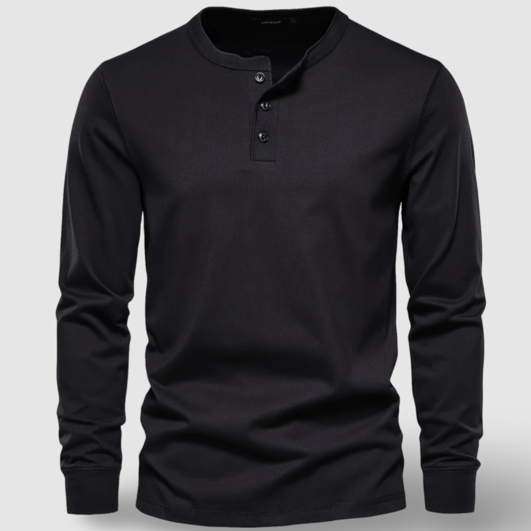 Elegantes Baumwoll-Henley mit langen Ärmeln