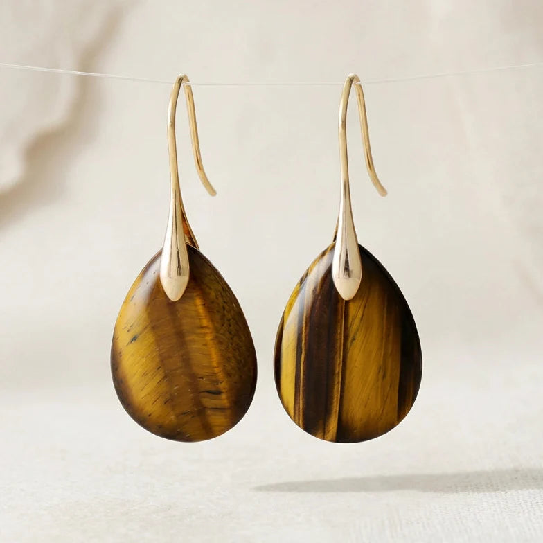 Tiger's Eye Drop Earrings - Tiger's Eye