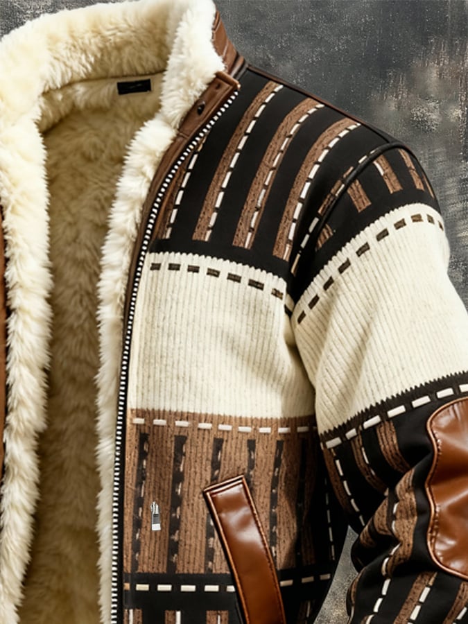 Retro-Fleece gefütterte Jacke