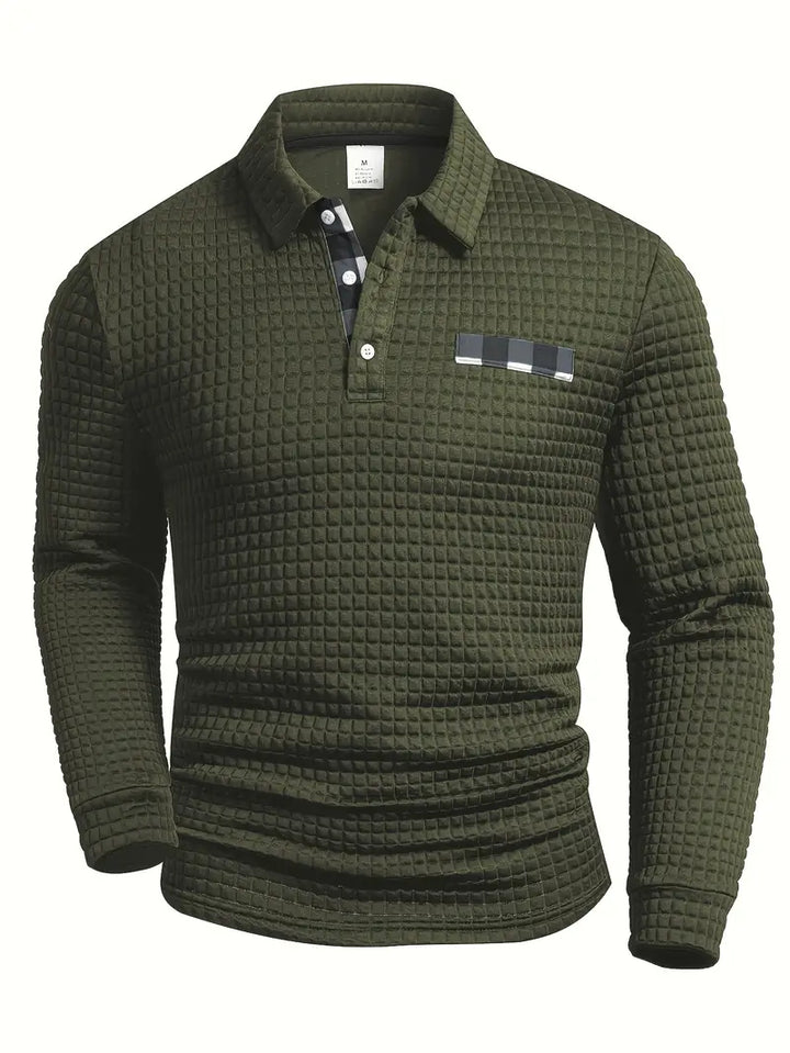 Gerippter Polo-Pullover