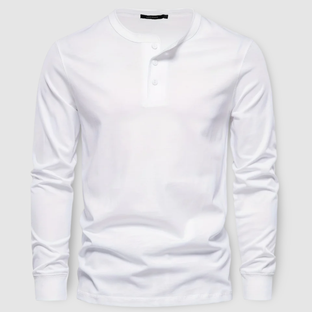 Elegantes Baumwoll-Henley mit langen Ärmeln