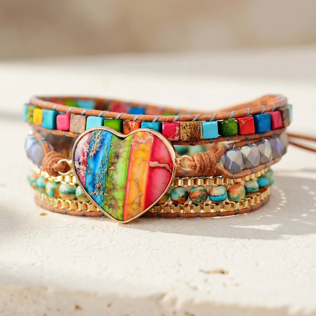Healing Chakra Heart Bracelet - Jasper
