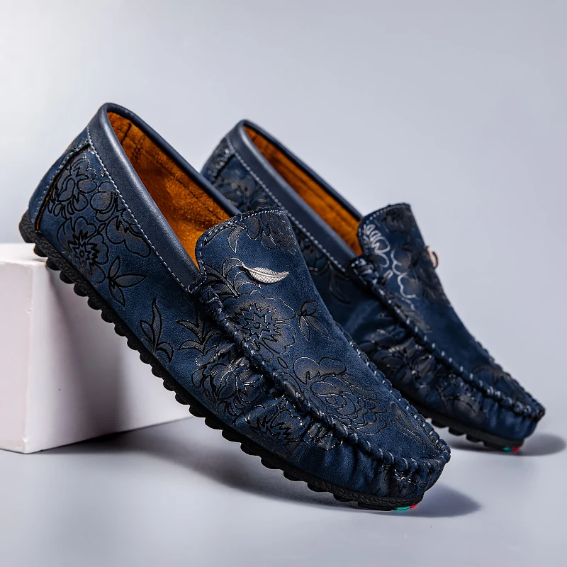 Leder Loafers mit Blumen