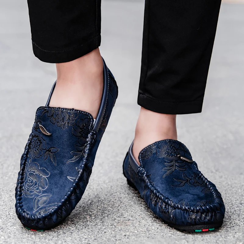 Leder Loafers mit Blumen