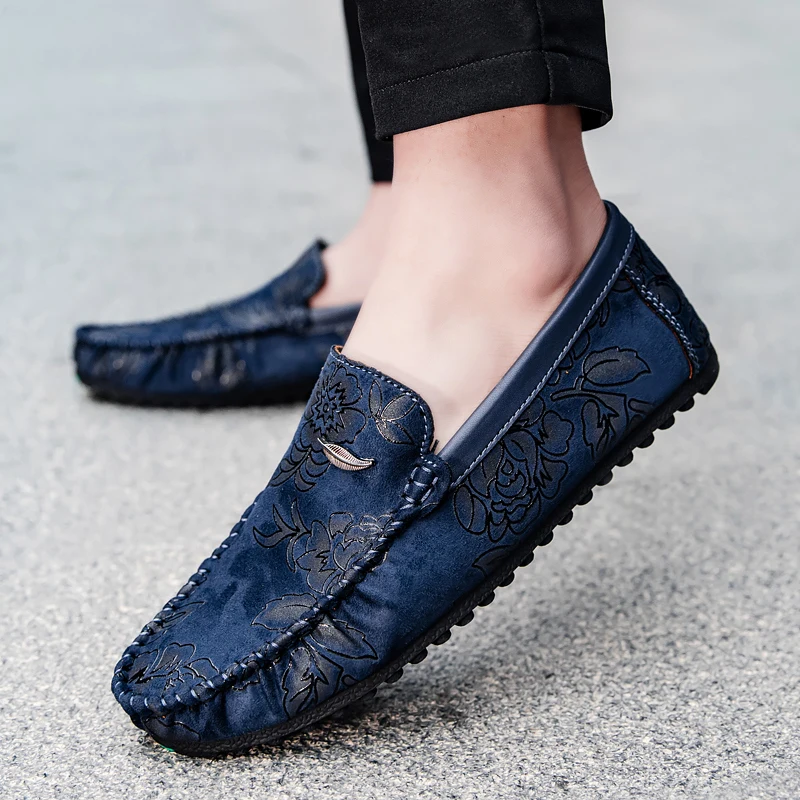 Leder Loafers mit Blumen