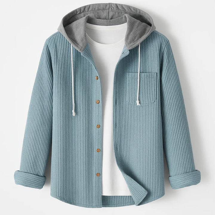 Corduroy Button-Up-Shirt mit Kapuze