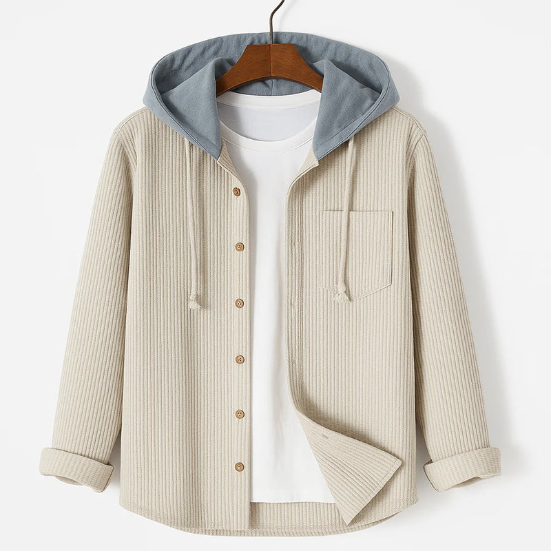 Corduroy Button-Up-Shirt mit Kapuze