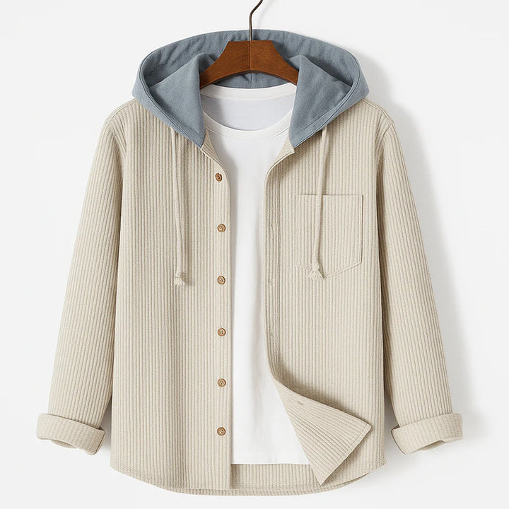 Corduroy Button-Up-Shirt mit Kapuze