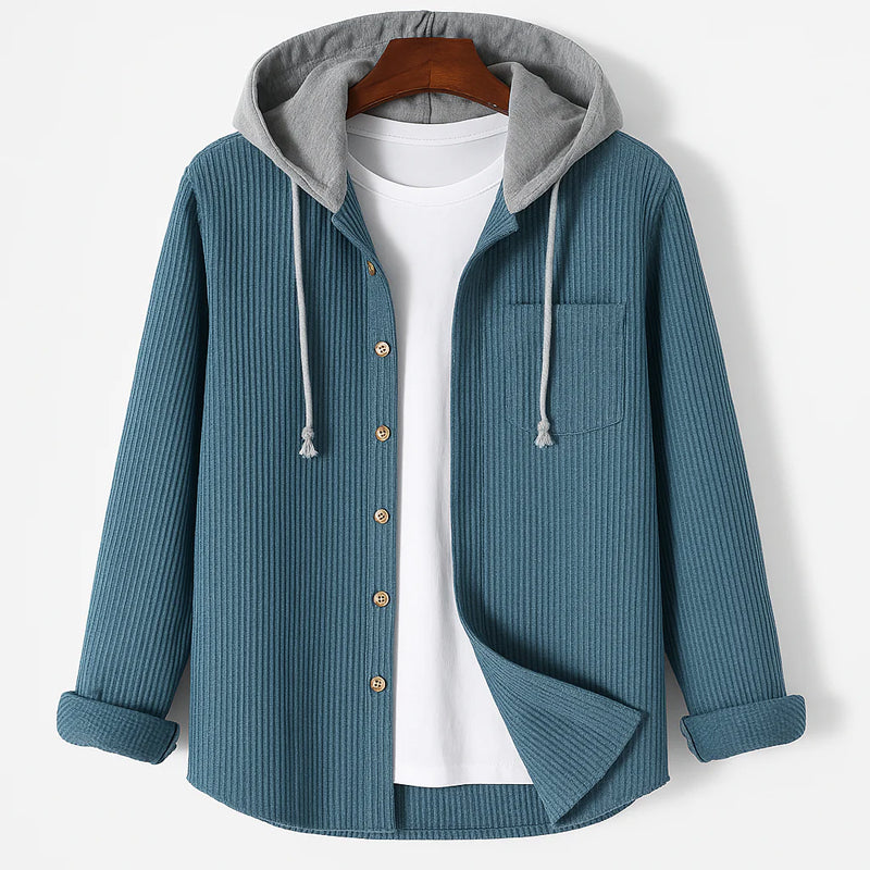 Corduroy Button-Up-Shirt mit Kapuze