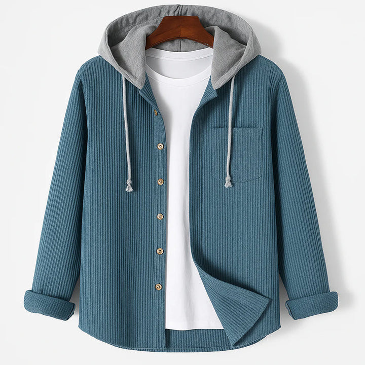 Corduroy Button-Up-Shirt mit Kapuze