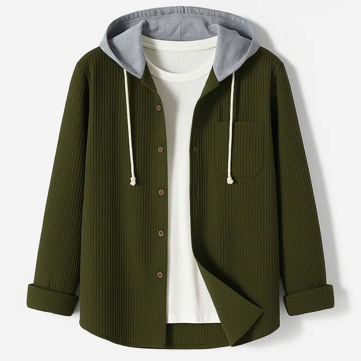 Corduroy Button-Up-Shirt mit Kapuze