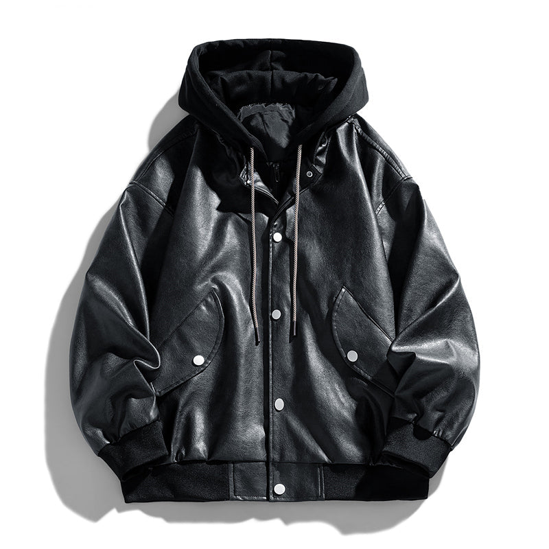 Elegante Lederjacke mit Kapuze