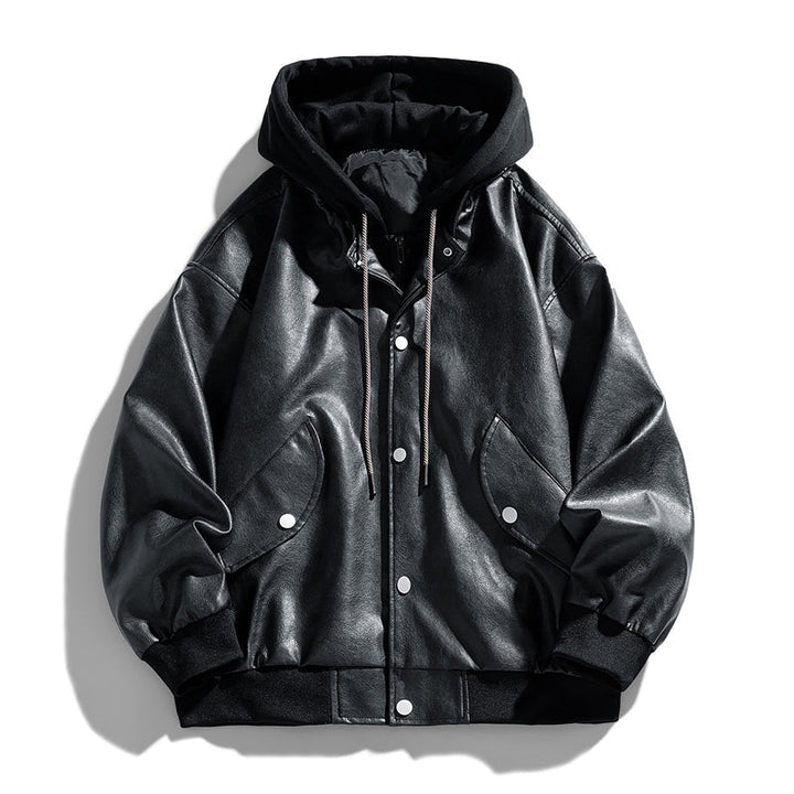 Elegante Lederjacke mit Kapuze