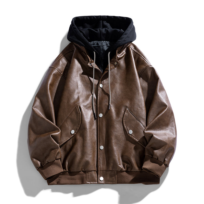 Elegante Lederjacke mit Kapuze