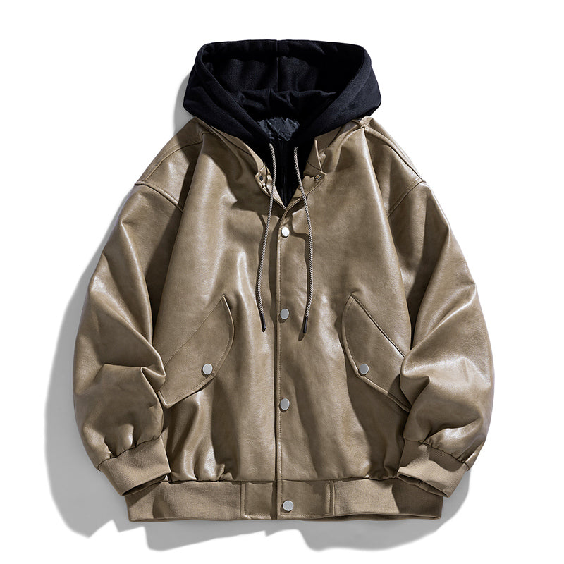 Elegante Lederjacke mit Kapuze