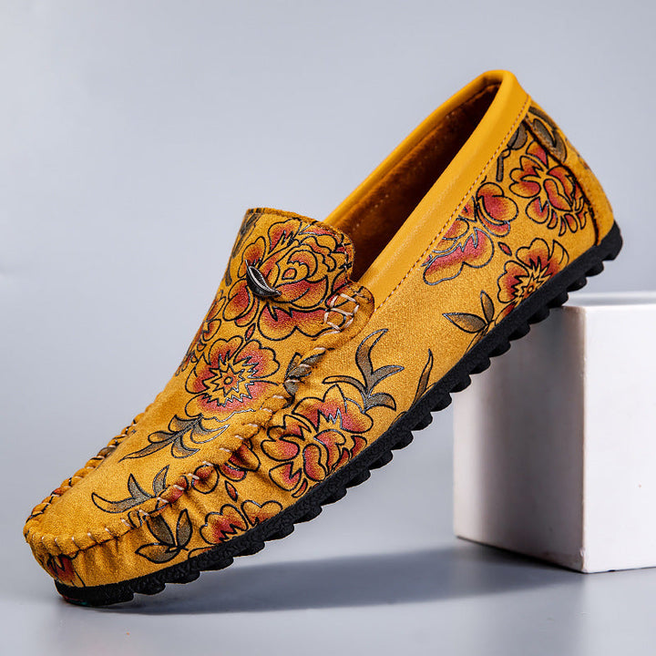 Leder Loafers mit Blumen