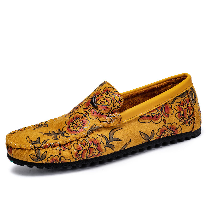 Leder Loafers mit Blumen