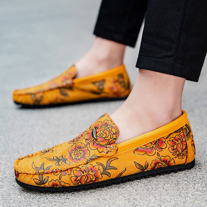 Leder Loafers mit Blumen