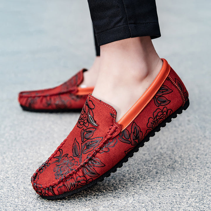 Leder Loafers mit Blumen