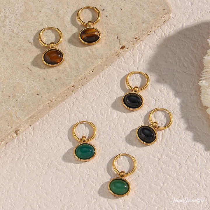 Celestial Harmony - Gold plated oorbellen - Tiger's Eye