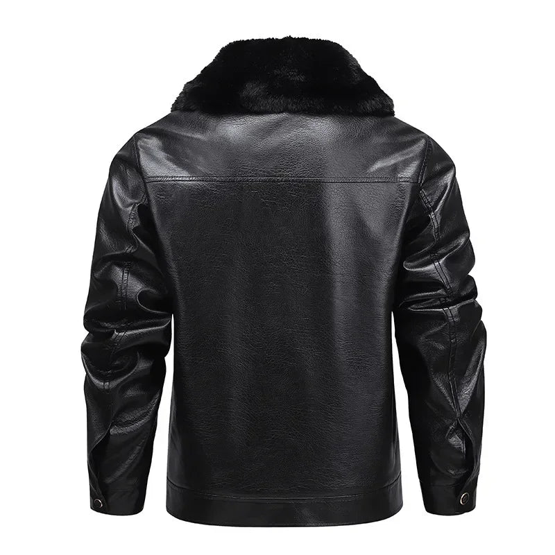 Verdikte Fleece Lederjacke