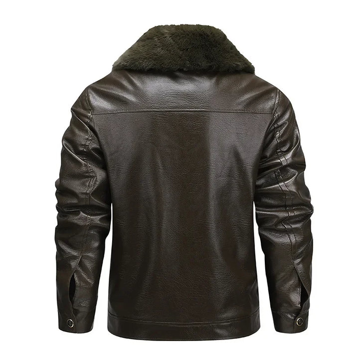 Verdikte Fleece Lederjacke