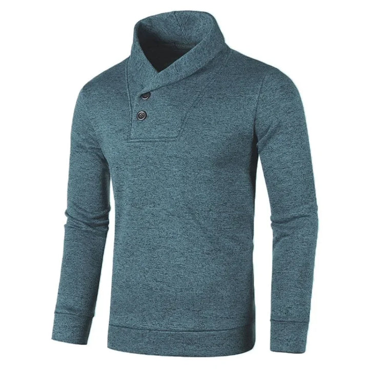 Eleganter Knopf-Stehkragenpullover