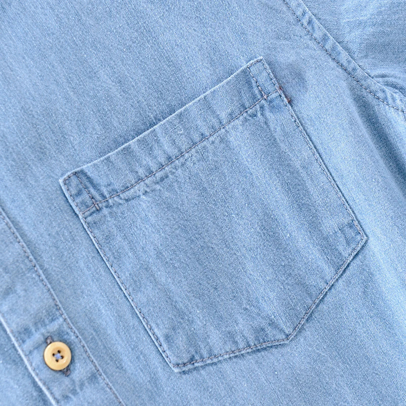 Denim-Hemd mit kurzen Ärmeln