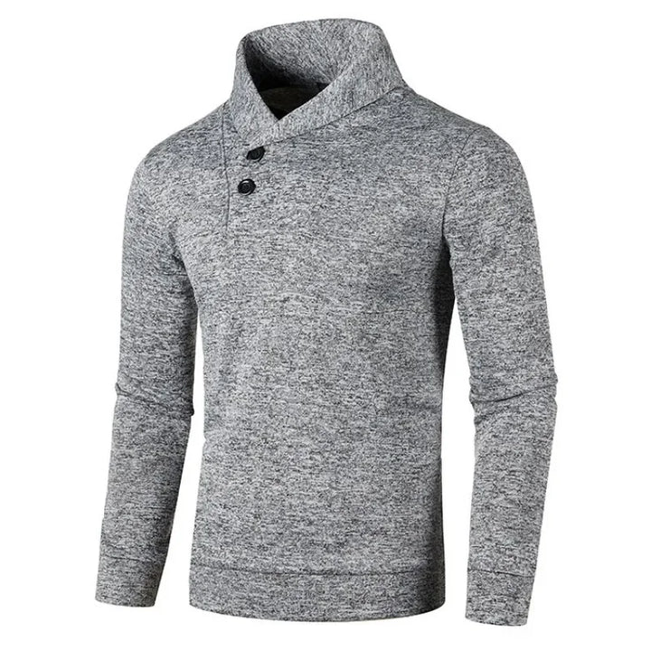 Eleganter Knopf-Stehkragenpullover
